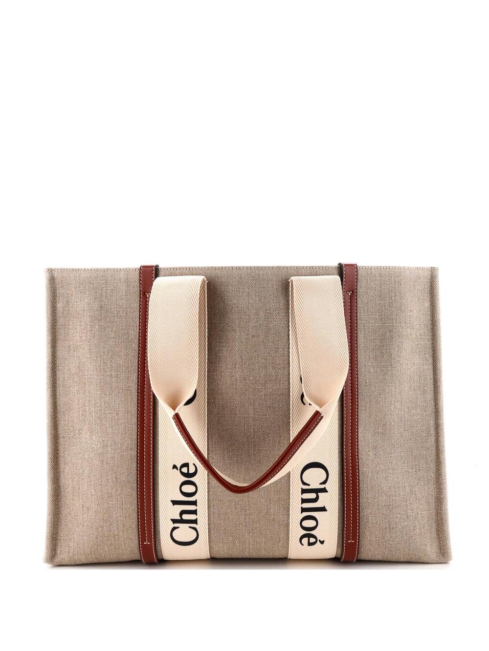 Chloe Woody Tote Canvas With Leather #342596C11B